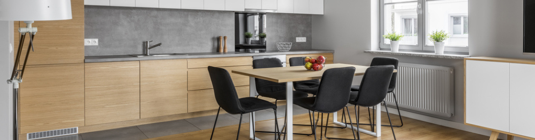 Stylish Family Kitchen With White Compact Radiator