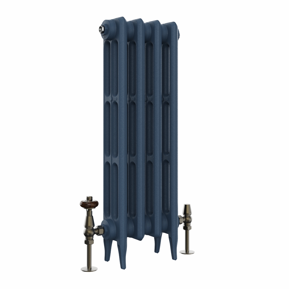 Classic  745 x 282mm  Farrow & Ball Hague Blue Triple Column Cast Iron Radiator - 4 Sections