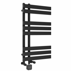 Koli Dual Fuel Black Thermostatic Square Touch Control Wifi Electric Heated Towel Rail - Choice of Size