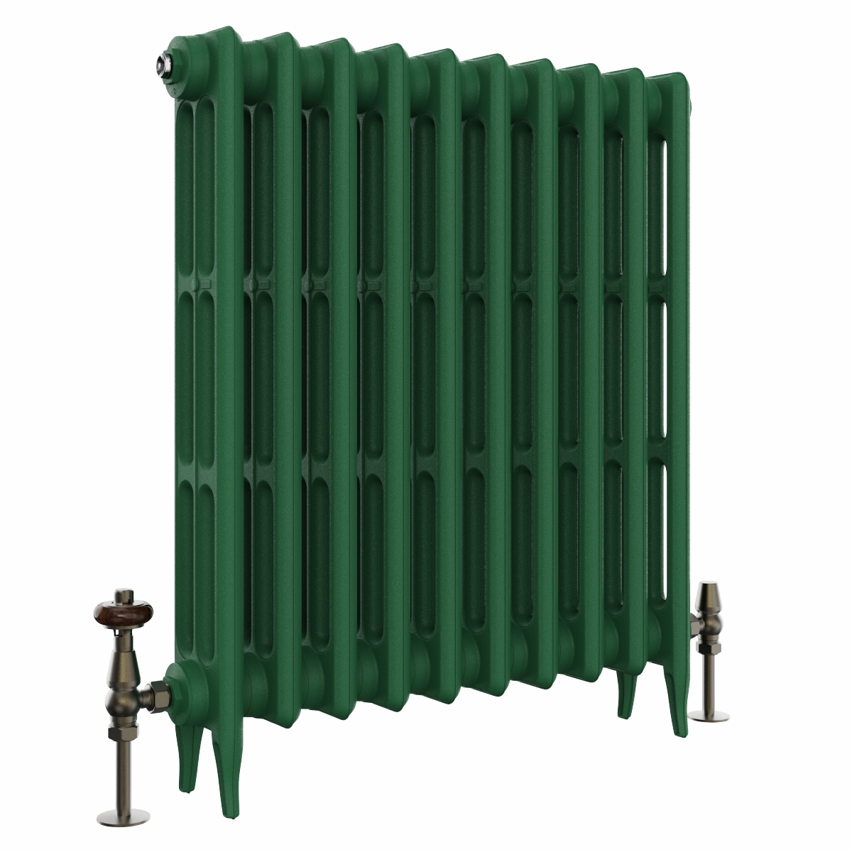 Classic  745 x 654mm  Farrow & Ball Duck Green Triple Column Cast Iron Radiator - 10 Sections