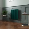 Norden 600 x 591mm Blue Green Single Oval Column Horizontal Designer Radiator