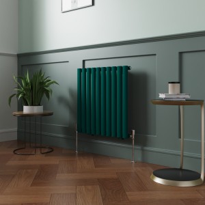 Norden 600 x 591mm Blue Green Single Oval Column Horizontal Designer Radiator