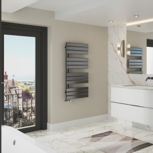 Kristiansund 1126 x 500mm Designer Towel Rail - Gunmetal