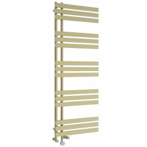 Koli 1600 x 600mm Dual Fuel Brushed Brass Thermostatic Touch Control Wifi Electric Heated Towel Rail