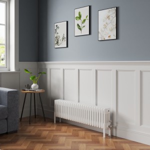 Bern 300 x 1190mm White Four Column Horizontal Traditional Radiator