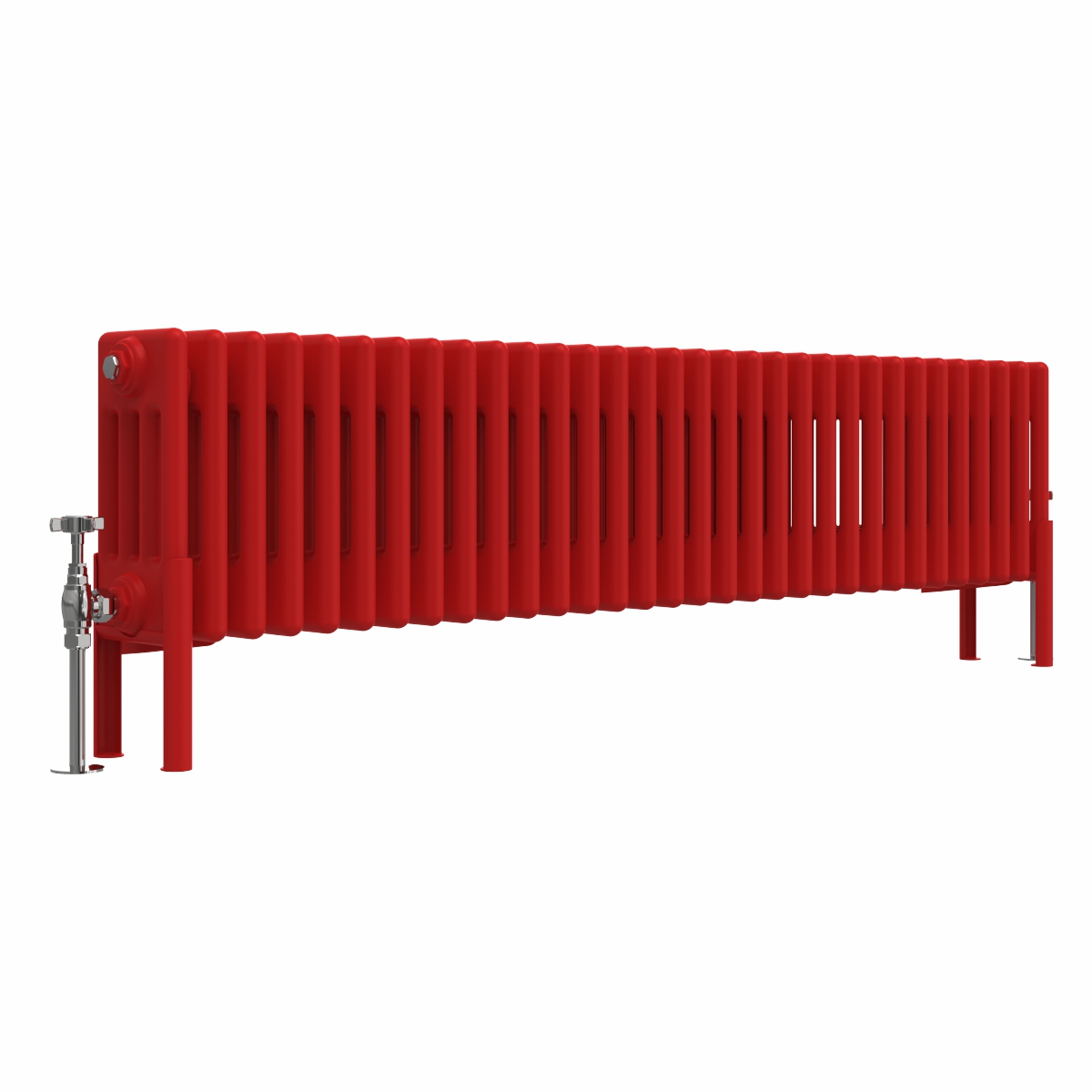 Bern 300 x 1460mm Traditional Signal Red Horizontal Four Column Radiator