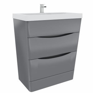 Avon Gloss Grey Floor Standing Basin Drawer Vanity Unit - 800mm