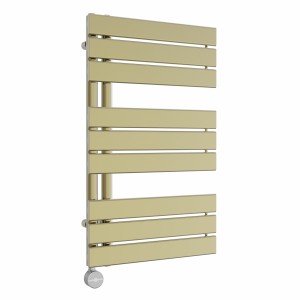 Kristiansund 824 x 500mm Brushed Brass Thermostatic Touch Control Electric Heated Towel Rail
