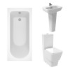 Aria Bathroom Suite with Essential Single Ended Bath - Choice of Bath Size, Bath Panel and Toilet Type