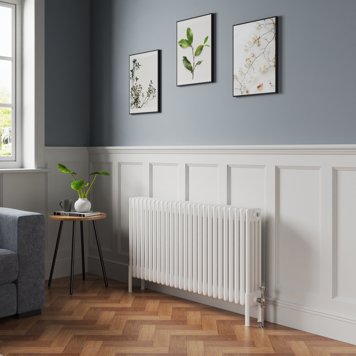 Bern 600 x 1190mm White Four Column Horizontal Traditional Radiator