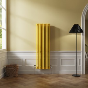 Bern 1500 x 470mm Zinc Yellow Triple Column Vertical Traditional Radiator