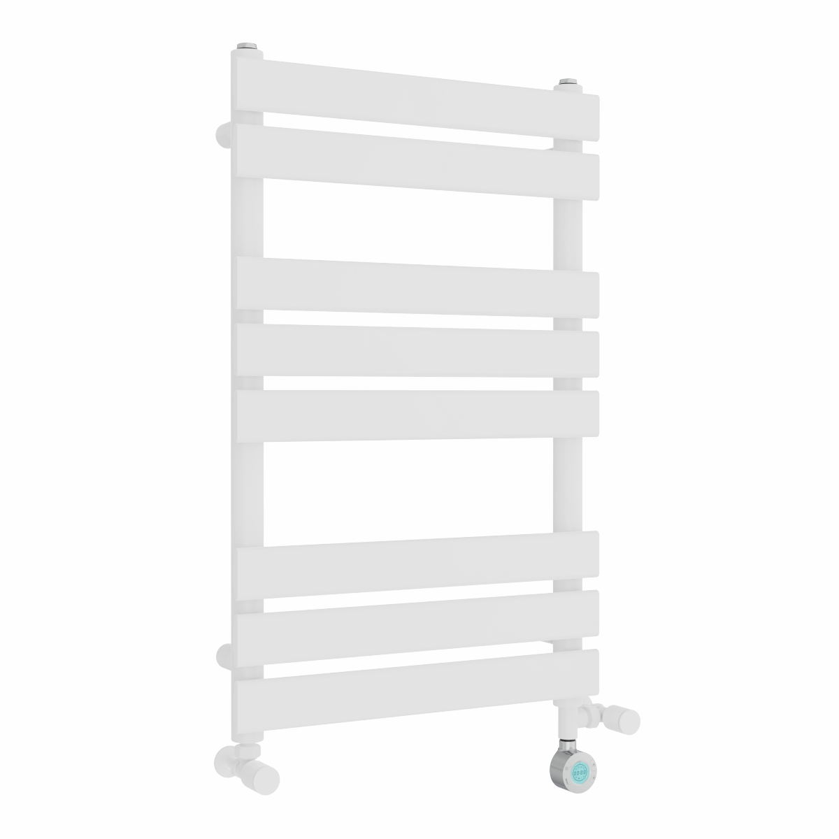 Juva 800 x 500mm Dual Fuel White Flat Panel Thermostatic Touch Control Wifi Electric Heated Towel Rail