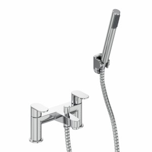 Ebor Modern Bath Shower Mixer Tap with Hand Shower - Chrome