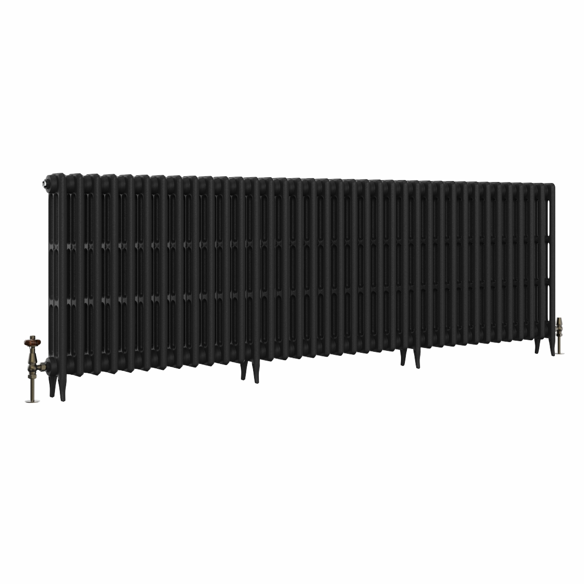 Classic 745 x 2328mm Black Primered Finish Triple Column Cast Iron Radiator - 37 Sections
