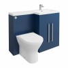 Calm Matt Blue Right Hand Combination Vanity Unit Basin L Shape with Back to Wall RAK Resort Toilet & Soft Close Seat & Concealed Cistern - 1100mm