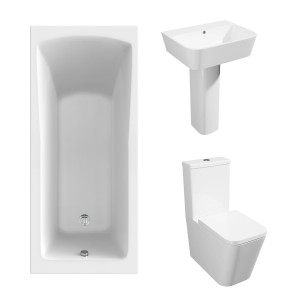 Cordoba Square Modern Bathroom Suite with Single Ended Bath - 1600 x 700mm
