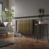 Lulea 600 x 760mm Black Gold Double Horizontal Flat Panel Designer Radiator