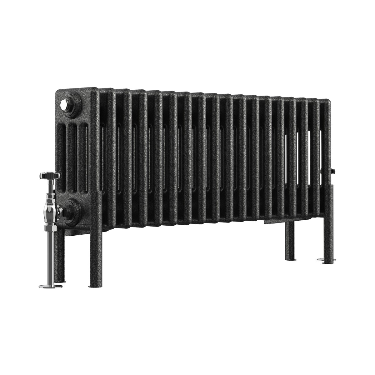 Bern 300 x 830mm Black Silver Four Column Horizontal Traditional Radiator