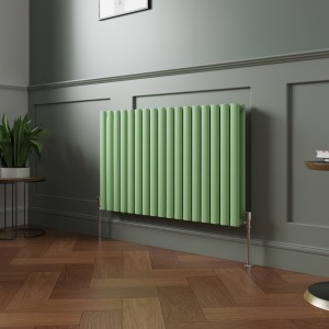 Norden 600 x 1004mm Pastel Green Double Oval Column Horizontal Designer Radiator