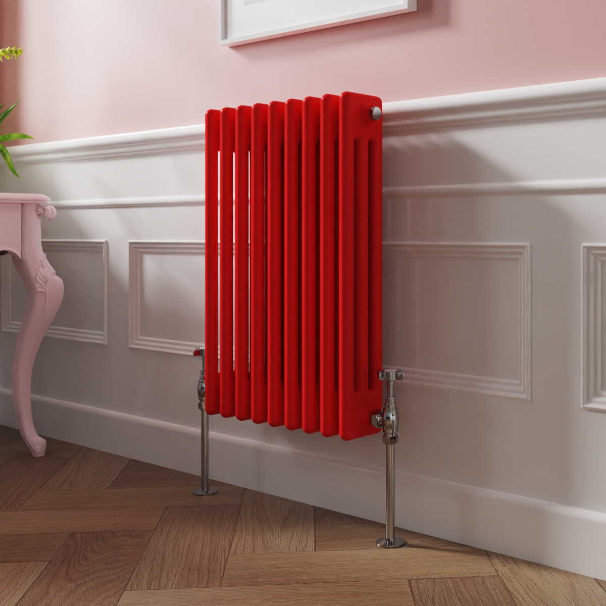Bern 600 x 425mm Traditional Signal Red Triple Horizontal Column Radiator