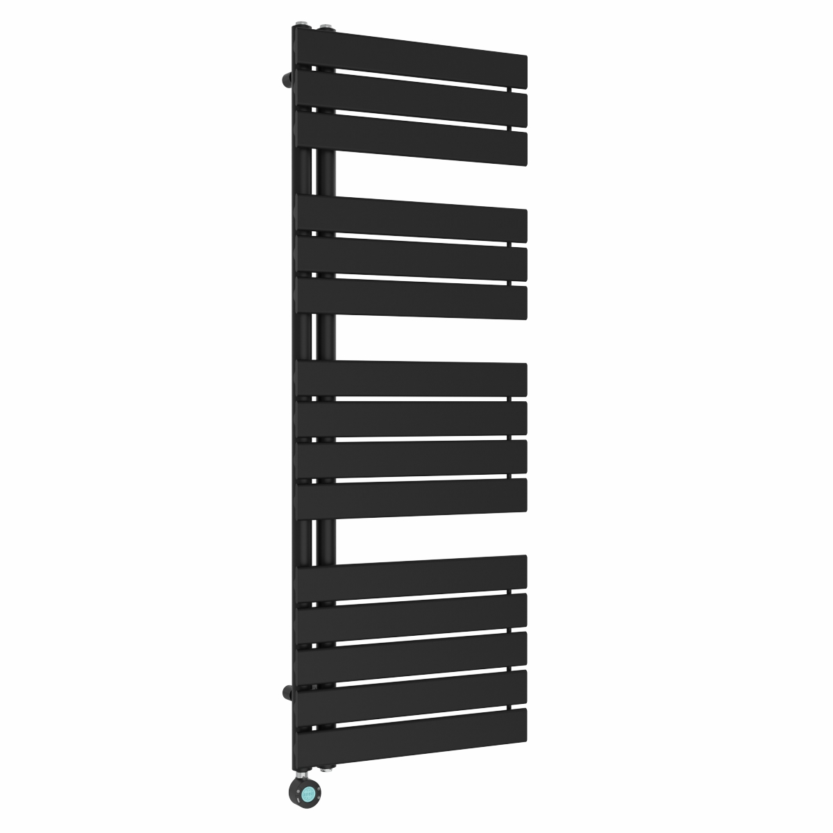 Kristiansund 1380 x 500mm Black Thermostatic Touch Control Electric Heated Towel Rail