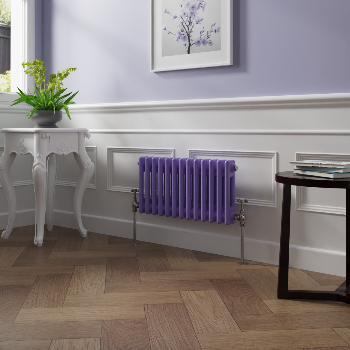 Bern 300 x 605mm Elegant Purple Double Column Horizontal Traditional Radiator