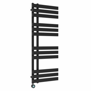 Koli 1200 x 450mm Black Thermostatic Touch Control Wifi Electric Heated Towel Rail