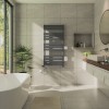 Juva 1200 x 600mm Dual Fuel Sand Grey Flat Panel Thermostatic Touch Control Electric Heated Towel Rail