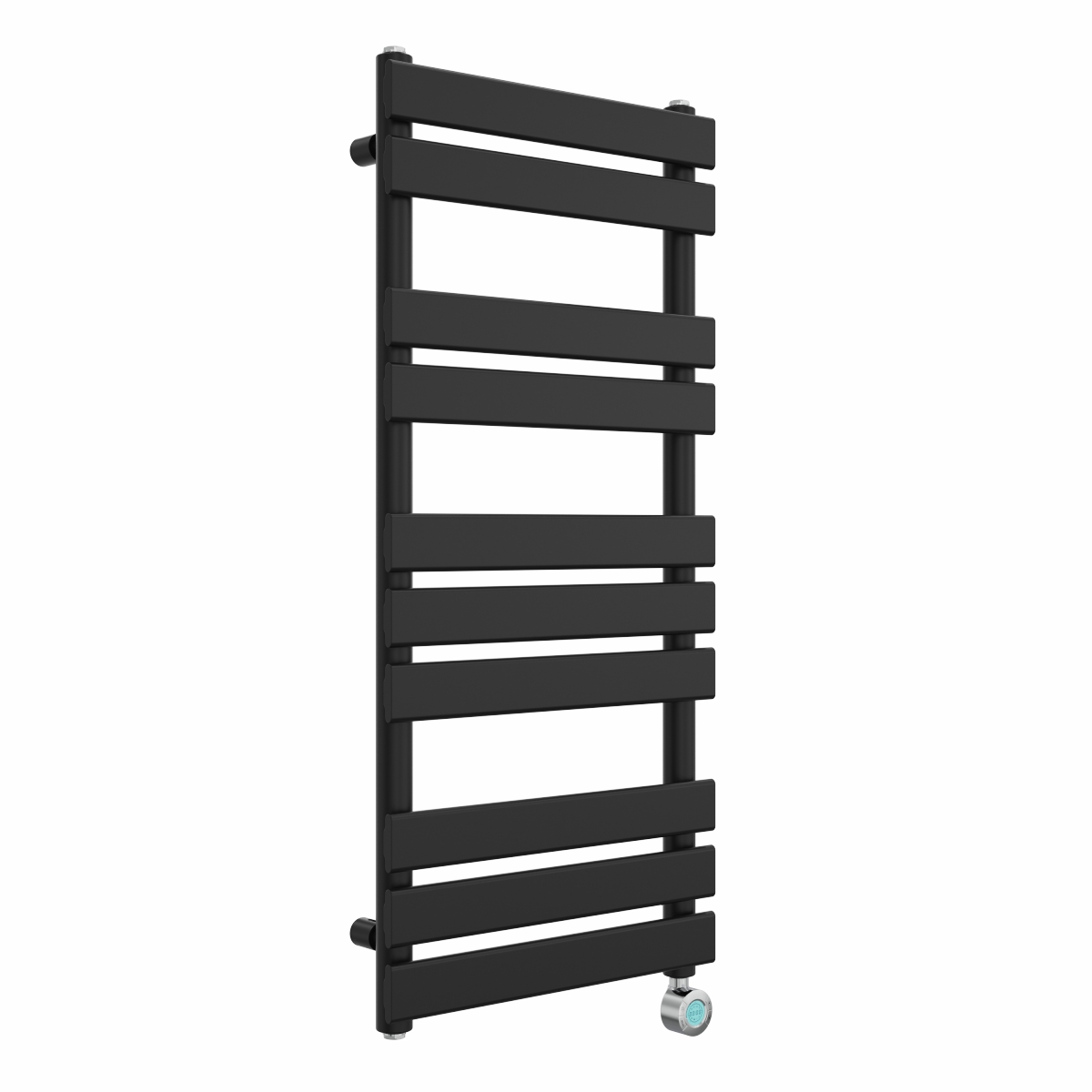 Juva 1000 x 450mm Satin Black Flat Panel Thermostatic Touch Control Wifi Electric Heated Towel Rail