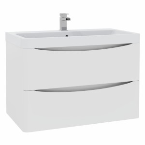 Avon Gloss White Wall Hung Basin Drawer Vanity Unit - 800mm