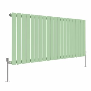 Karlstad Pastel Green Flat Panel Horizontal Designer Radiator - Choice of Size