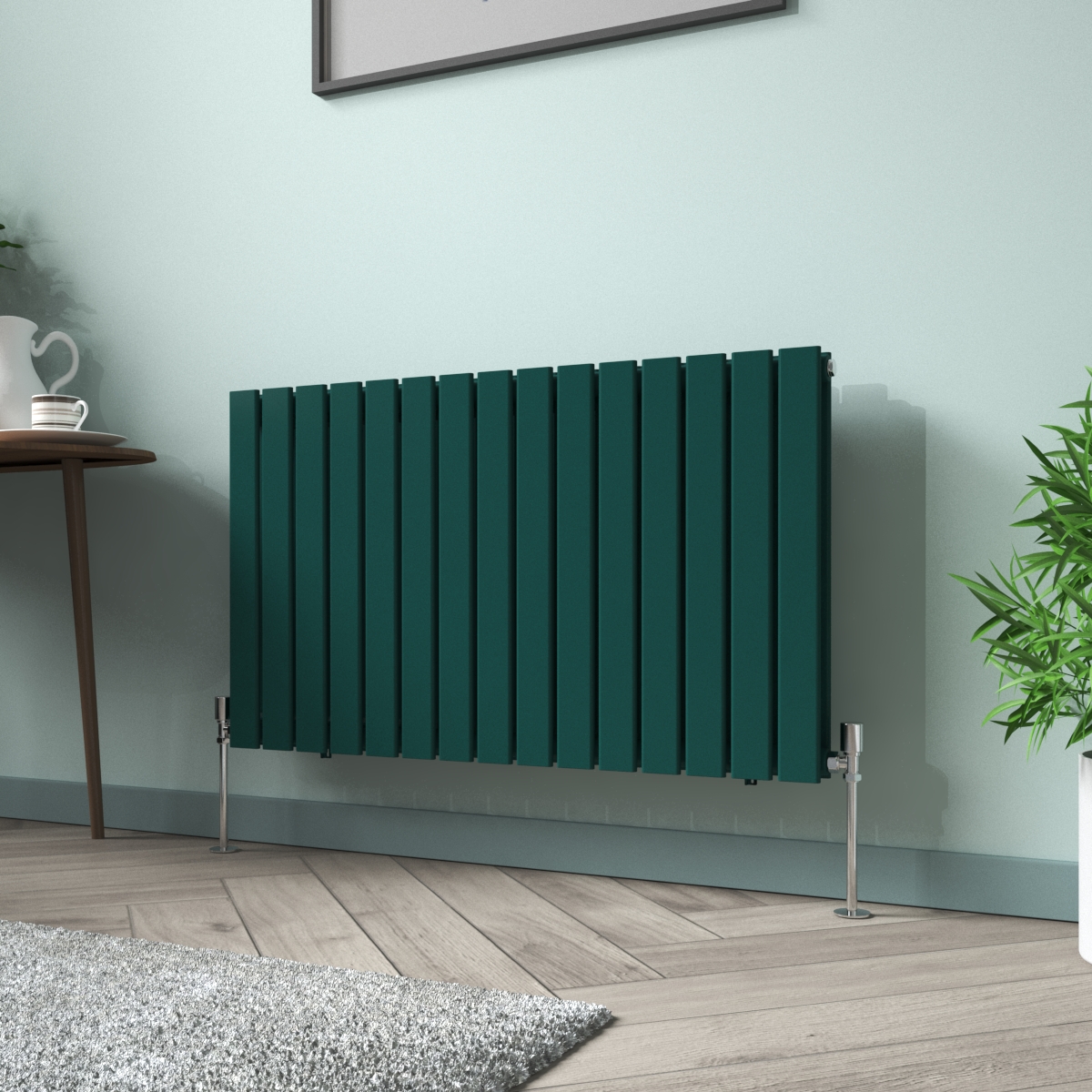 Karlstad 600 x 1022mm Blue Green Double Flat Panel Horizontal Designer Radiator