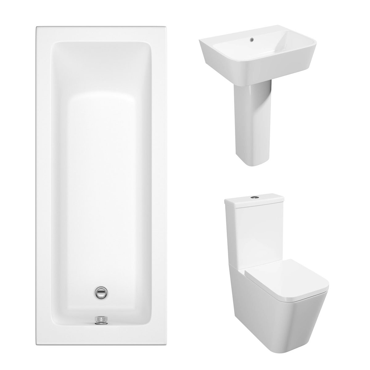 Cordoba Square Modern Bathroom Suite with Single Ended Bath - Choice of Size