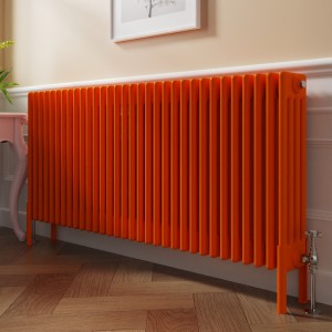 Bern 600 x 1460mm Traditional Bright Orange Horizontal Four Column Radiator