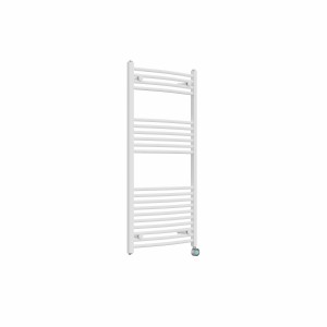 Fjord 1200 x 600mm Curved White Thermostatic Touch Control Electric Heated Towel Rail