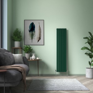 Karlstad 1800 x 410mm Moss Green Double Flat Panel Vertical Designer Radiator