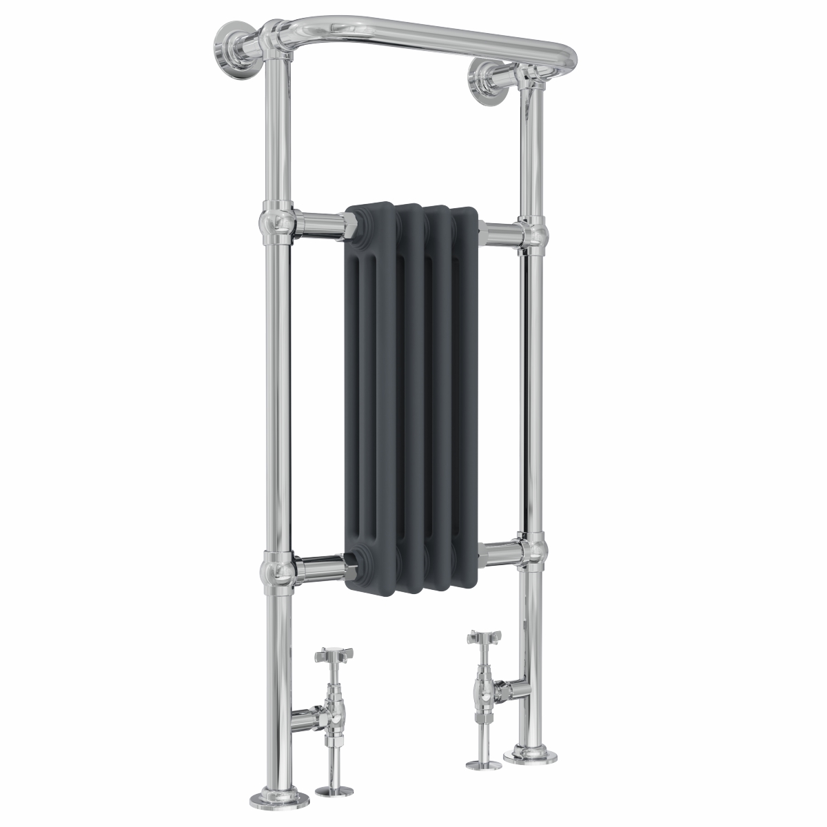 Salzburg Traditional Victorian Chrome & Grey Towel Rail Radiator