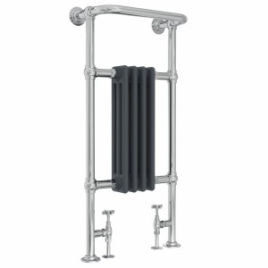 Salzburg Traditional Victorian 952 x 479mm Chrome & Grey Towel Rail Radiator