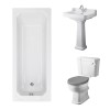 Wellington Close Coupled Comfort Height Toilet with Grey Seat & 600mm 1 Tap Hole Basin with 1700 x 700mm Traditional Straight Bath Single Ended