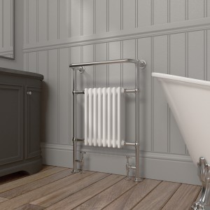 Salzburg Traditional Victorian 952 x 659mm Chrome & White Towel Rail Radiator