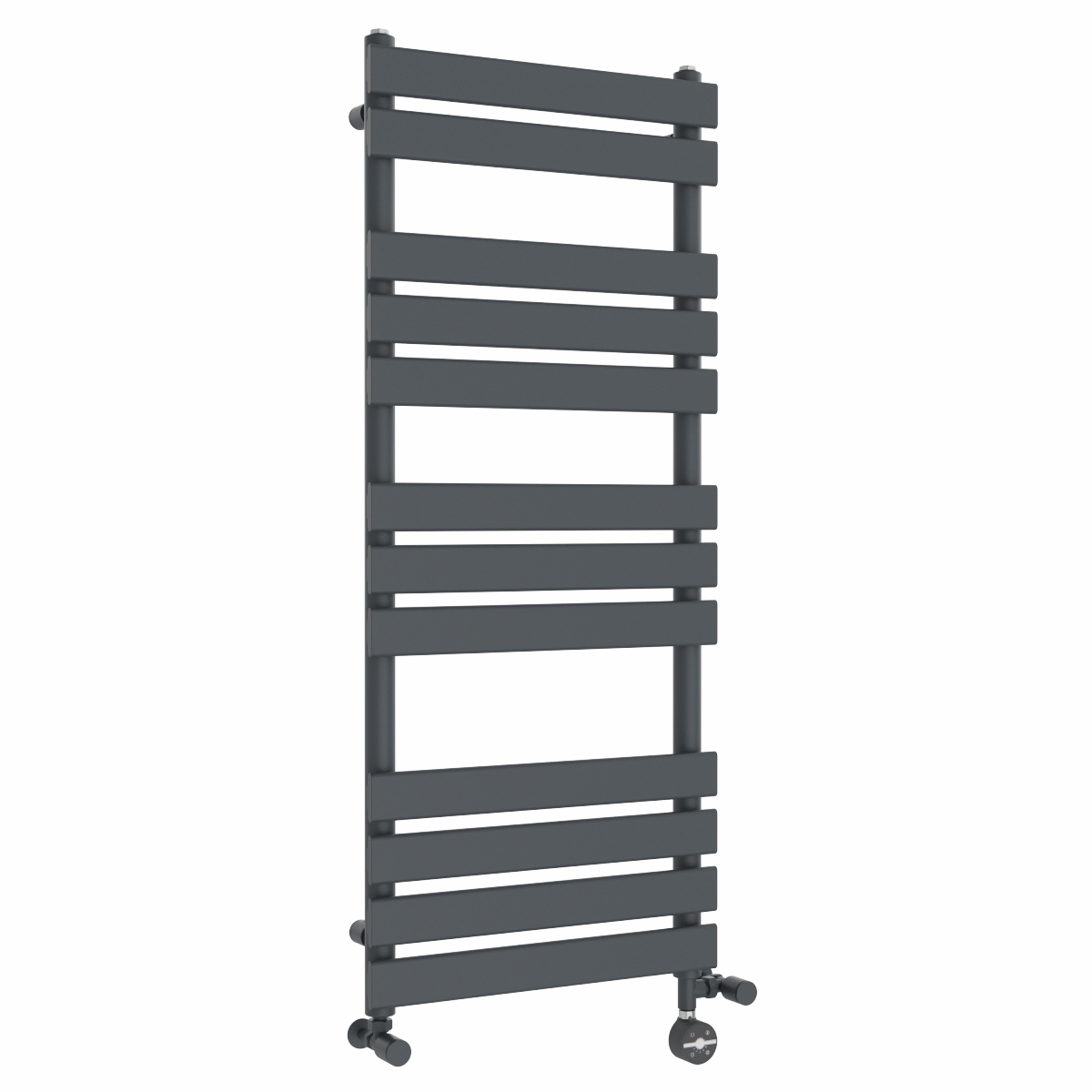 Juva 1200 x 500mm Dual Fuel Sand Grey Flat Panel Thermostatic Touch Control Electric Heated Towel Rail