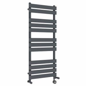 Juva 1200 x 500mm Dual Fuel Sand Grey Flat Panel Thermostatic Touch Control Electric Heated Towel Rail