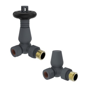 Traditional Thermostatic Corner Radiator Valves - Anthracite