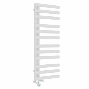 Kongsberg 1200 x 450mm Dual Fuel White Thermostatic Touch Control Electric Heated Towel Rail