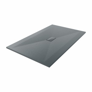 Terra - 1600x1000mm Slate Effect Rectangle Shower Tray Anthracite