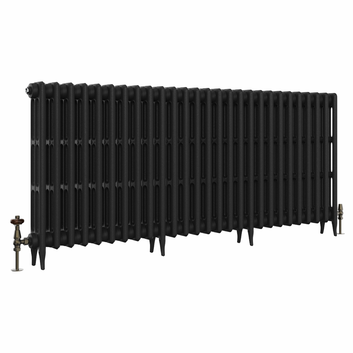 Classic 745 x 1708mm Black Primered Finish Triple Column Cast Iron Radiator - 27 Sections