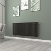 Norden 600 x 1417mm Black Single Horizontal Oval Tube Designer Radiator