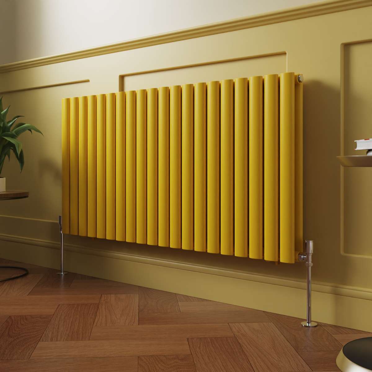 Norden 600 x 1181mm Zinc Yellow Double Horizontal Oval Column Designer Radiator