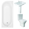 RAK Resort Mini Open Back Toilet with 650mm Basin Modern Bathroom Suite with J-Shape Bath - Right Handed - 1700mm