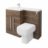 Calm Walnut Left Hand Combination Vanity Unit with RAK-Series 600 Toilet & Soft Close Seat & Concealed Cistern - 1100mm